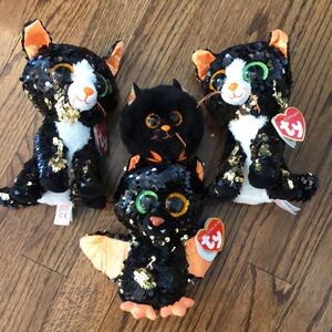HALLOWEEN SPARKLE - Ty Beanie Boos Black and Orange Plush Set